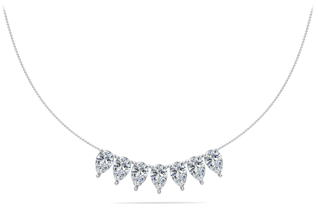 Seven Stone Pear Shape Diamond Necklace Lab-Grown Diamond  with 1.47 ct.(finished) 5x3mm