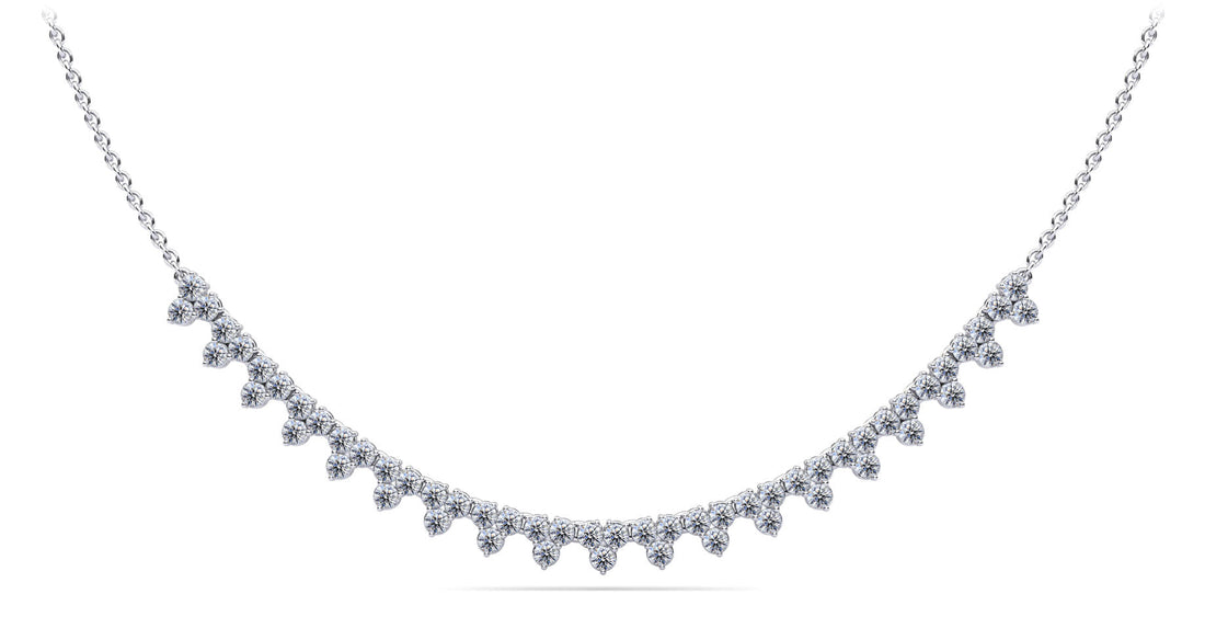 Three Stone Brilliance Diamond and Chain Necklace Lab-Grown Diamond  with 2.18 ct.(finished) 2mm