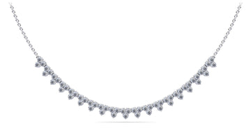 Three Stone Brilliance Diamond and Chain Necklace Lab-Grown Diamond  with 2.18 ct.(finished) 2mm