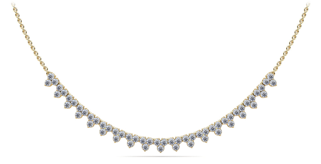 Three Stone Brilliance Diamond and Chain Necklace Diamond  with 2.91 ct.(finished) 2.4mm