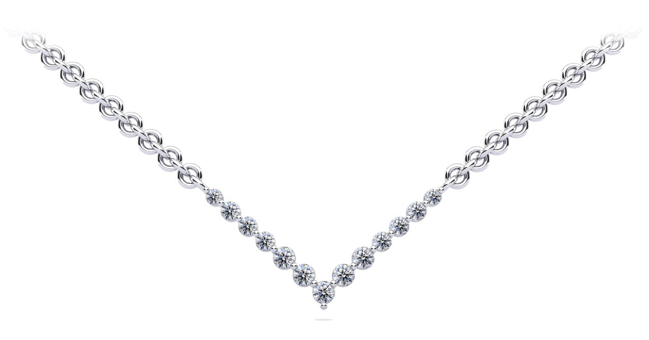 Graduated V Neck Diamond Necklace Diamond  with 2.42 ct.(finished) 3mm, 3.5mm, 4mm