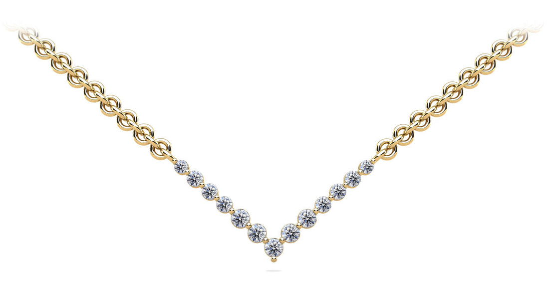 Graduated V Neck Diamond Necklace Diamond  with 2.42 ct.(finished) 3mm, 3.5mm, 4mm