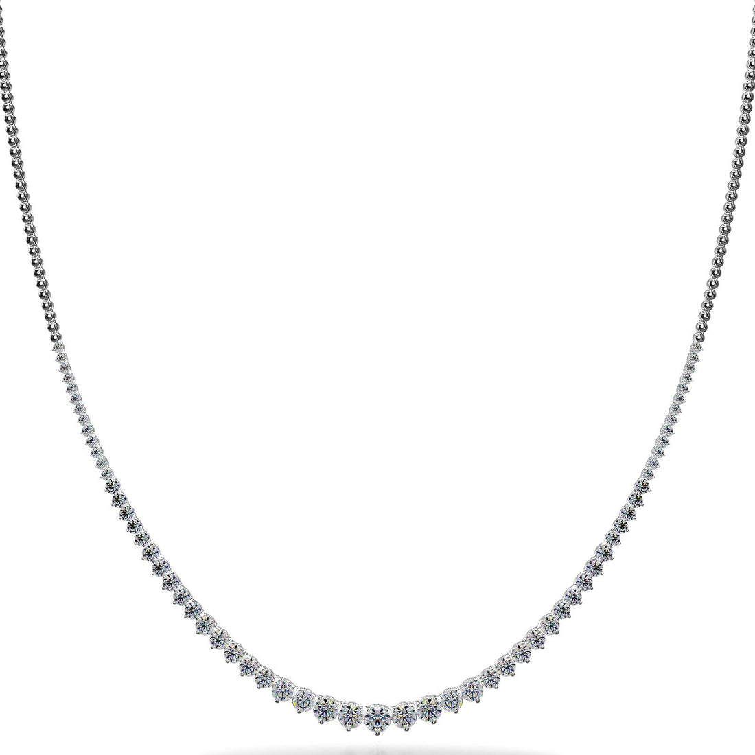 Three Prong Diamond Necklace with Shiny Link Back Lab-Grown Diamond  with 3.07 ct.(finished) 2mm, 2.2mm, 2.5mm