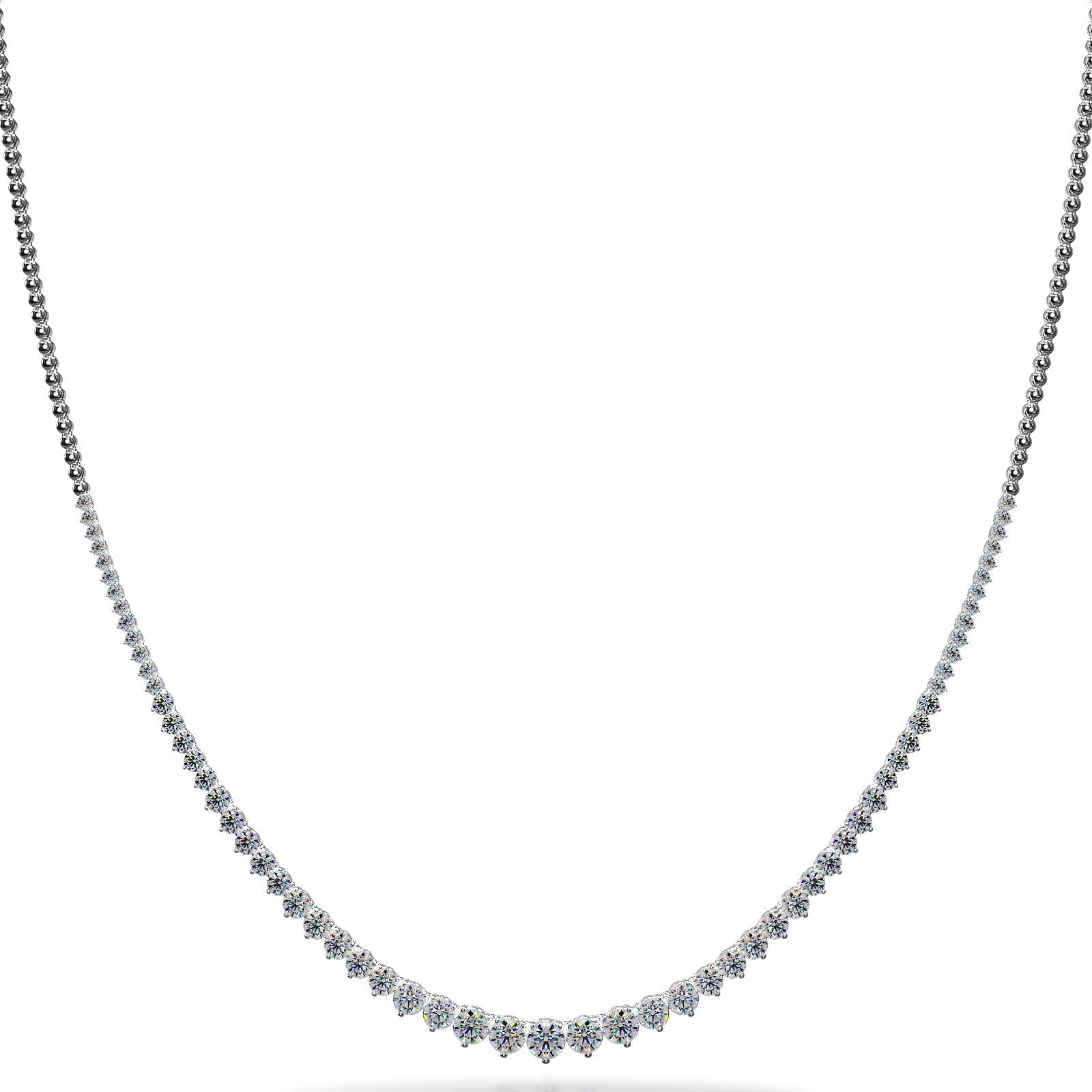 Three Prong Diamond Necklace with Shiny Link Back Lab-Grown Diamond  with 8.04 ct.(finished)