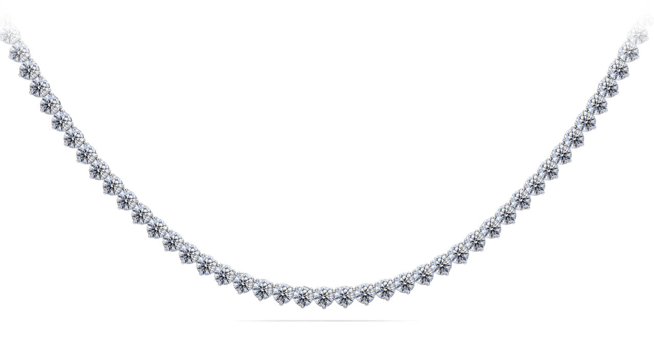 Timeless Three Prong Riviera Diamond Tennis Necklace Lab-Grown Diamond  with 6.17 ct.(finished) 2mm