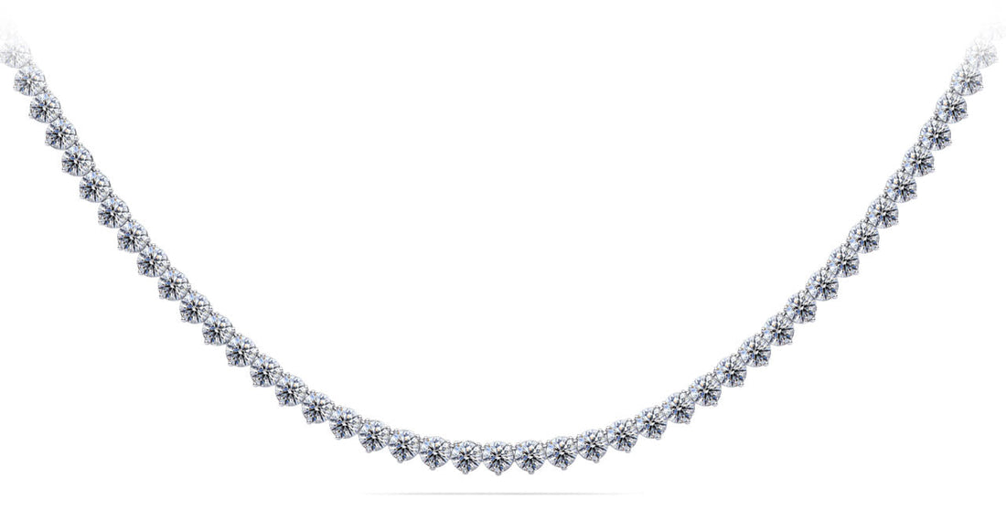 Timeless Three Prong Riviera Diamond Tennis Necklace Diamond  with 8.70 ct.(finished) 2.5mm