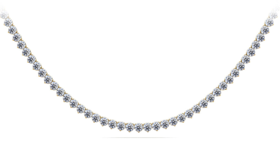 Timeless Three Prong Riviera Diamond Tennis Necklace Lab-Grown Diamond  with 19.95 ct.(finished) 3.7mm