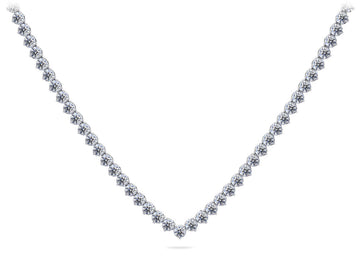 Timeless Three Prong Riviera V Neck Diamond Necklace Diamond  with 18.40 ct.(finished) 3.5mm