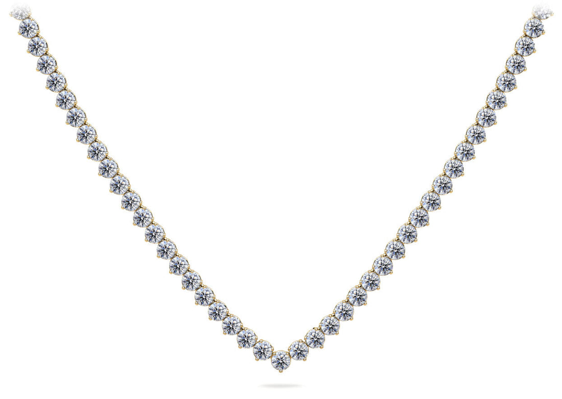 Timeless Three Prong Riviera V Neck Diamond Necklace Diamond  with 6.93 ct.(finished) 2.2mm