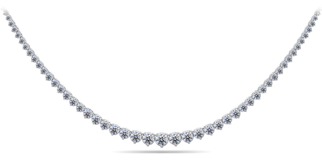 Timeless Three Prong Diamond Tennis Necklace Lab-Grown Diamond  with 10.00 ct.(finished)