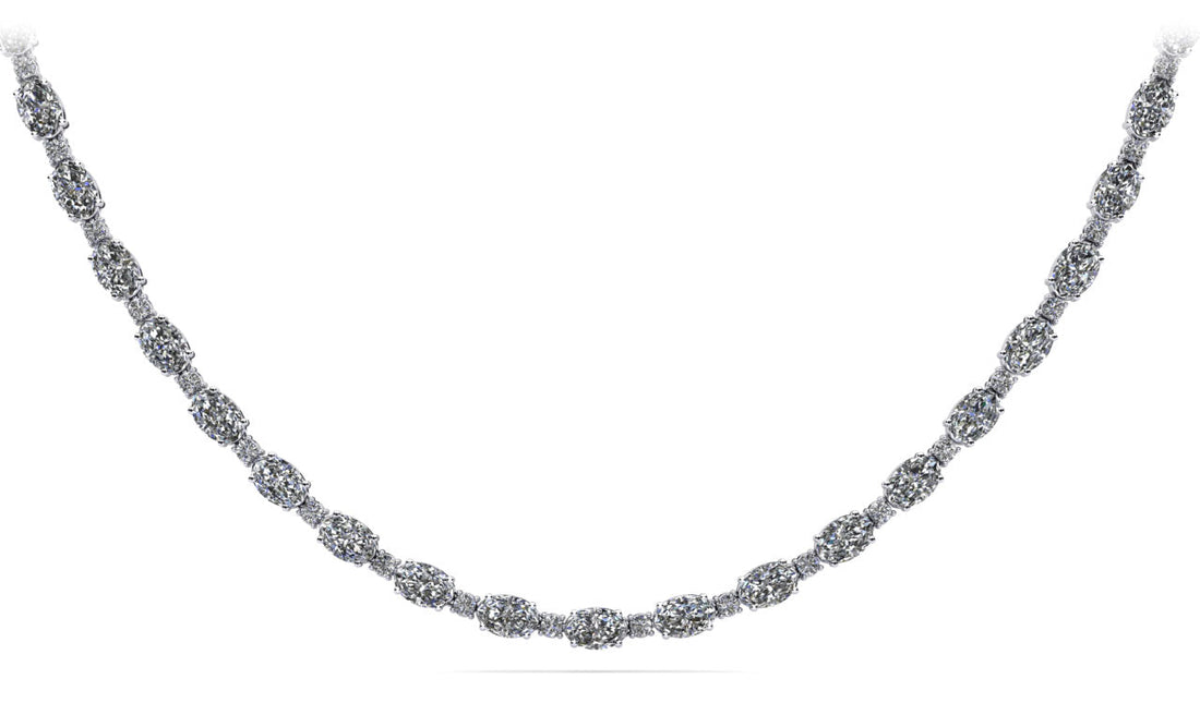 Rounds and Ovals Diamond Necklace Lab-Grown Diamond  with 19.01 ct.(finished) 5x3mm, 1.7mm