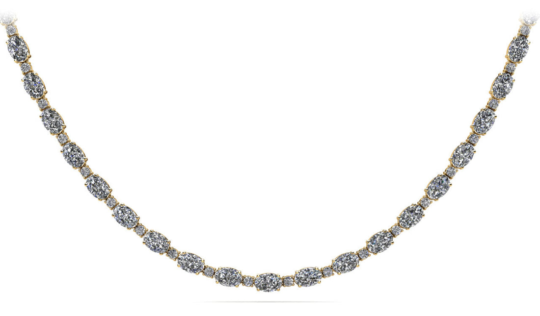 Rounds and Ovals Diamond Necklace Lab-Grown Diamond  with 19.01 ct.(finished) 5x3mm, 1.7mm