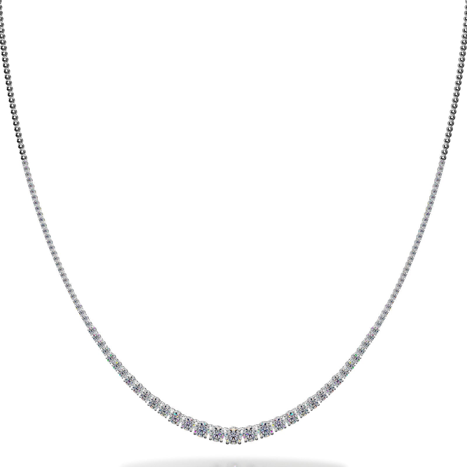 Timeless Four Prong Diamond Necklace with Shiny Links Lab-Grown Diamond  with 2.51 ct.(finished) 1.8mm, 2mm, 2.2mm