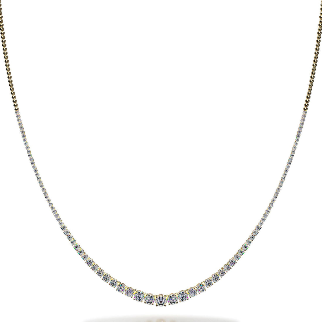 Timeless Four Prong Diamond Necklace with Shiny Links Lab-Grown Diamond  with 2.51 ct.(finished) 1.8mm, 2mm, 2.2mm