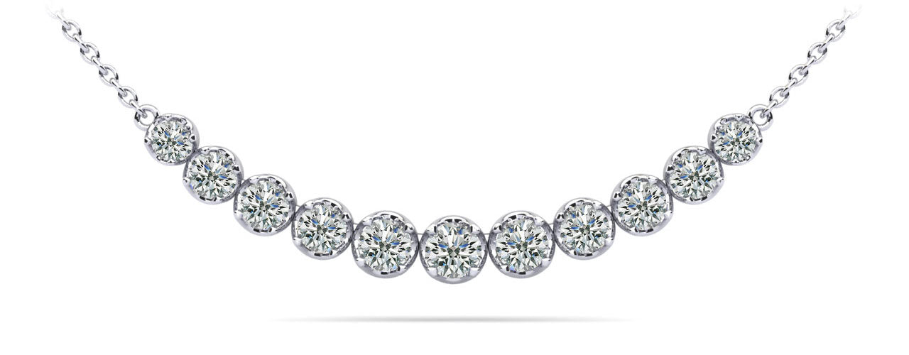 Classic Strand Necklace With Graduated Diamonds And Chain Diamond  with 0.99 ct.(finished)