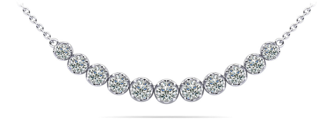 Classic Strand Necklace With Graduated Diamonds And Chain Diamond  with 3.07 ct.(finished)