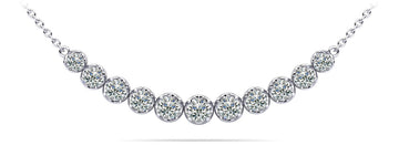 Classic Strand Necklace With Graduated Diamonds And Chain Lab-Grown Diamond  with 3.07 ct.(finished)