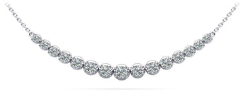 Four Prong Strand Necklace With Graduated Diamonds And Chain Diamond  with 3.02 ct.(finished)