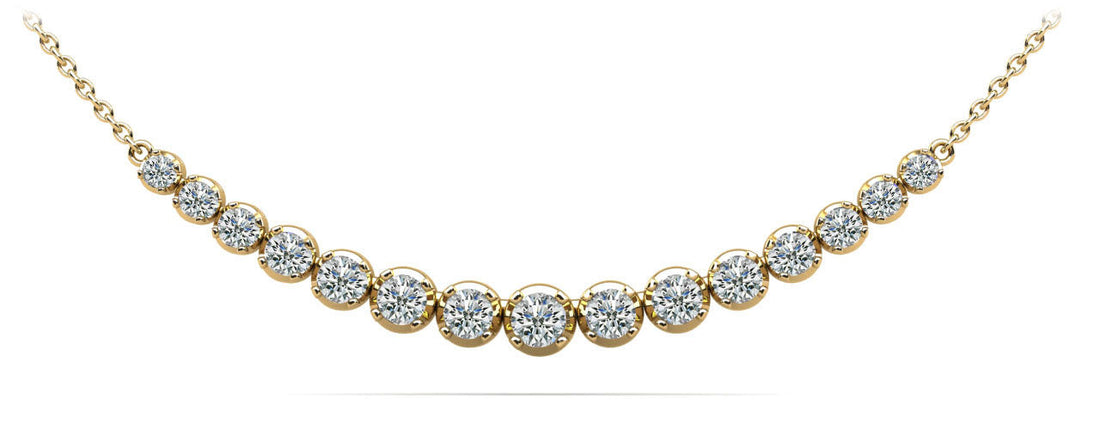 Four Prong Strand Necklace With Graduated Diamonds And Chain Diamond  with 1.12 ct.(finished)