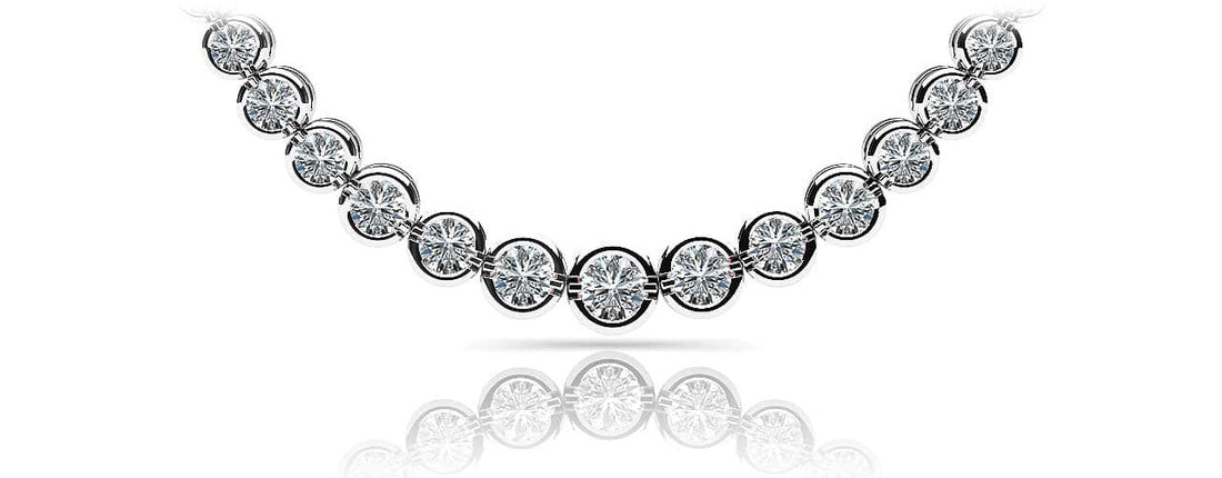 Classic Diamond Strand Necklace With Shiny Links Diamond  with 4.00 ct.(finished)