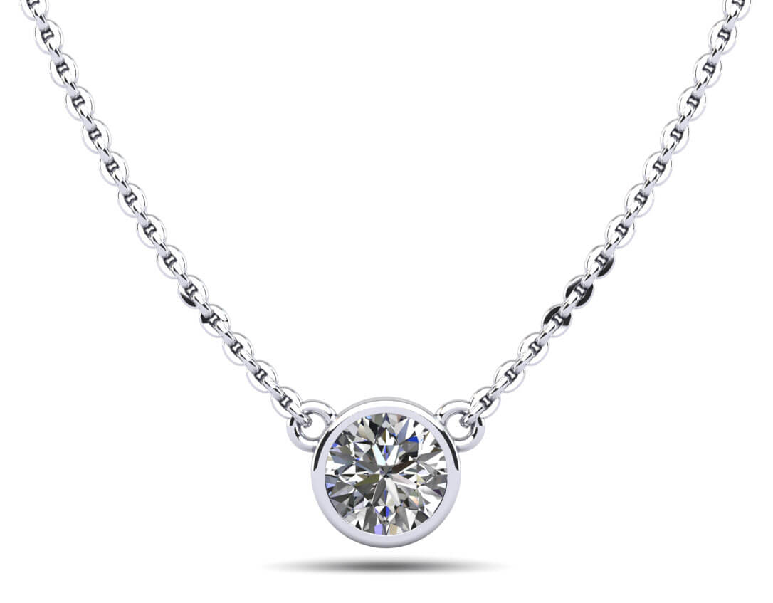 Simply Solitaire Bezel Set Diamond Pendant Diamond  with 0.25 ct.(finished) 4mm