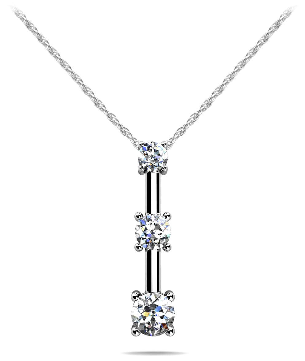 Four Prong 3 Stone Drop Pendant Diamond  with 0.27 ct.(finished) 2.2mm, 2.8mm, 3.4mm