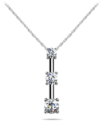 Four Prong 3 Stone Drop Pendant Diamond  with 0.27 ct.(finished) 2.2mm, 2.8mm, 3.4mm