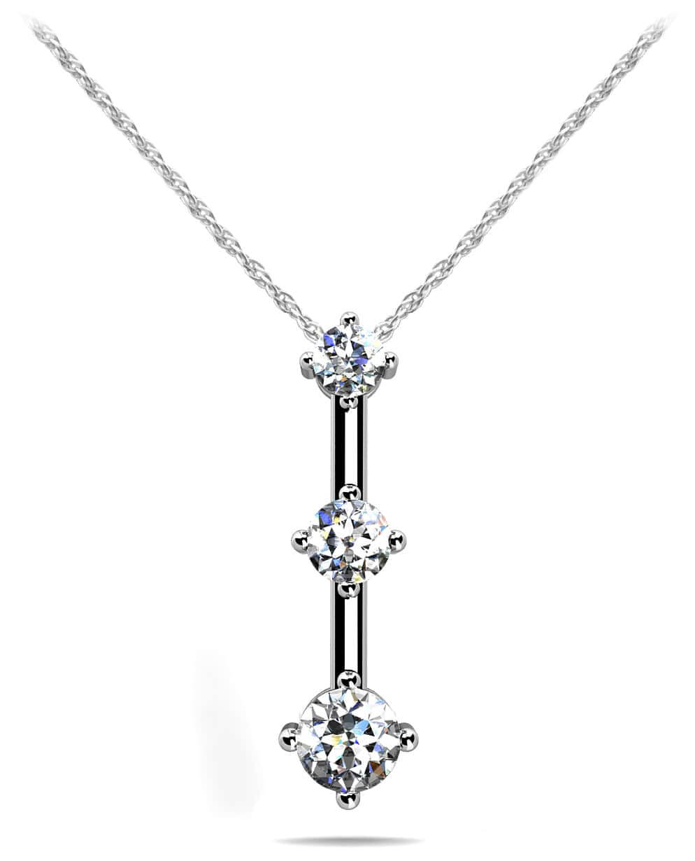 Offset 3 Stone Diamond Pendant In Diamond  with 0.51 ct.(finished) 2.7mm, 3.4mm, 4.2mm