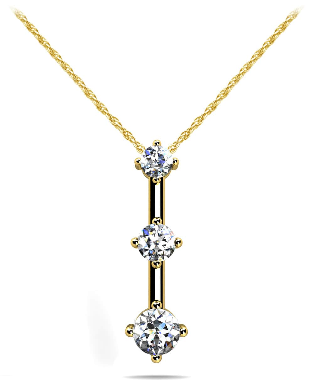 Offset 3 Stone Diamond Pendant In Diamond  with 0.38 ct.(finished) 2.5mm, 3.1mm, 3.7mm