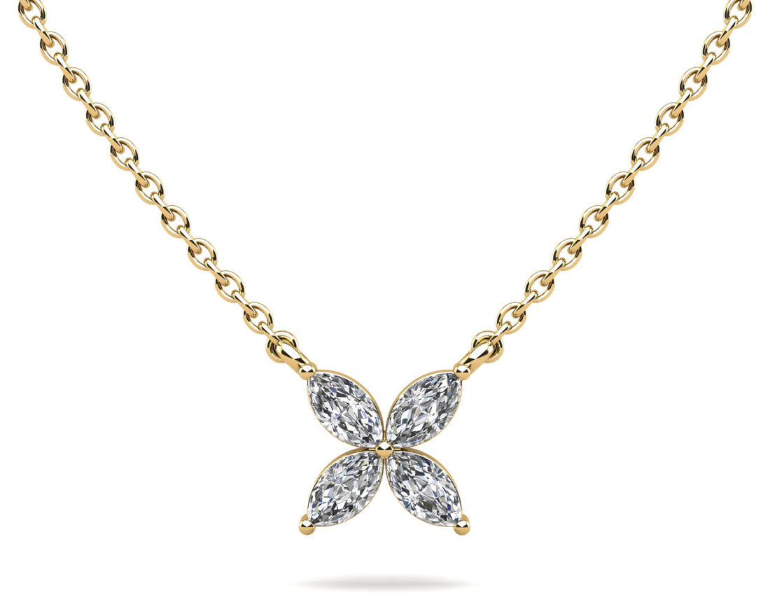 Flower Marquise Diamond Pendant Lab-Grown Diamond  with 1.20 ct.(finished) 6.5x3mm