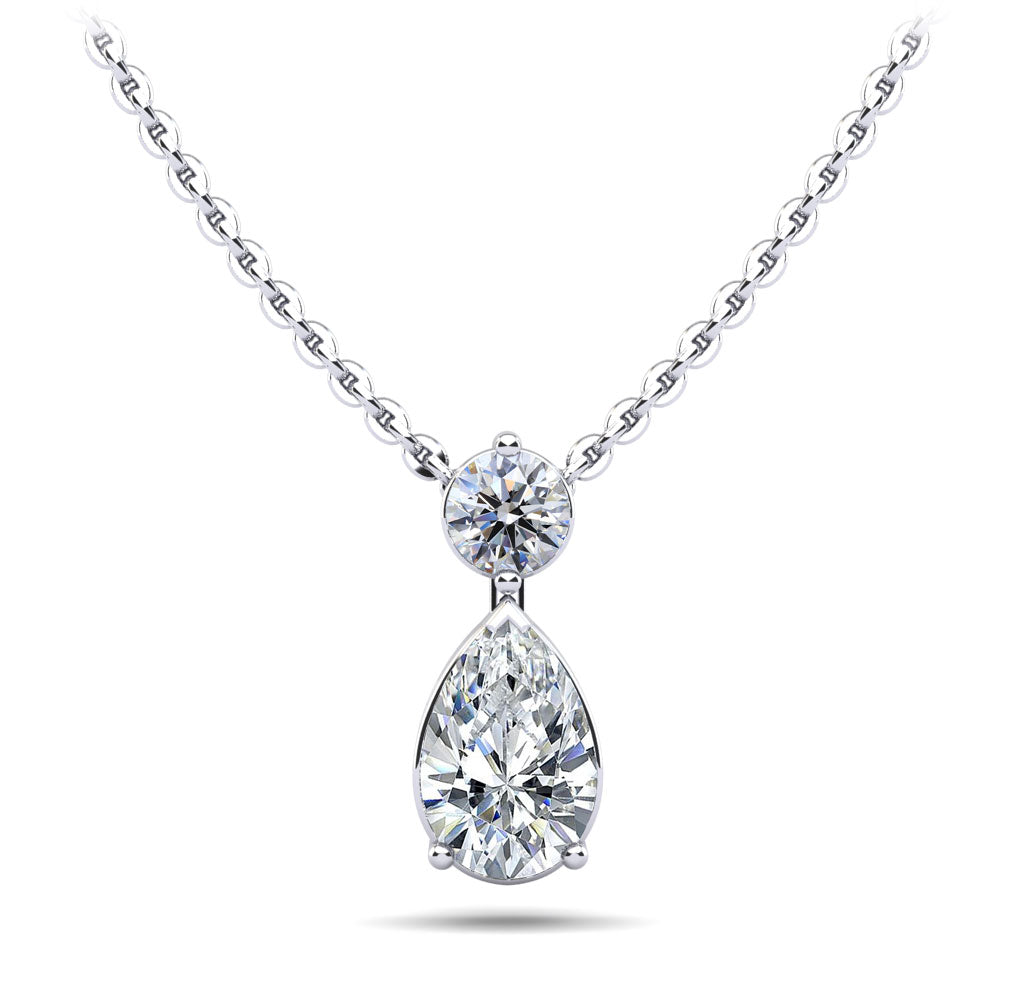 Round and Pear Diamond Pendant Diamond  with 0.49 ct.(finished) 6x4mm, 3.7mm