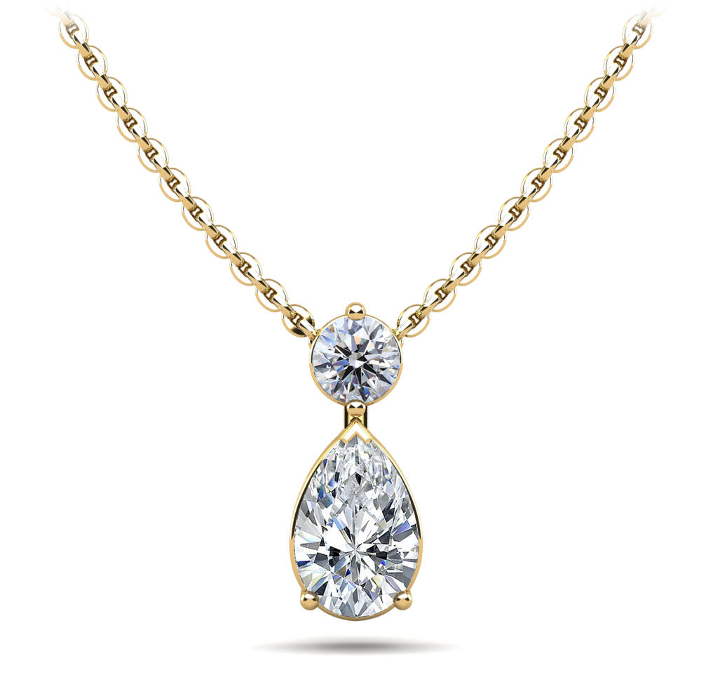 Round and Pear Diamond Pendant Lab-Grown Diamond  with 1.19 ct.(finished) 8.5x5.5mm, 3.7mm