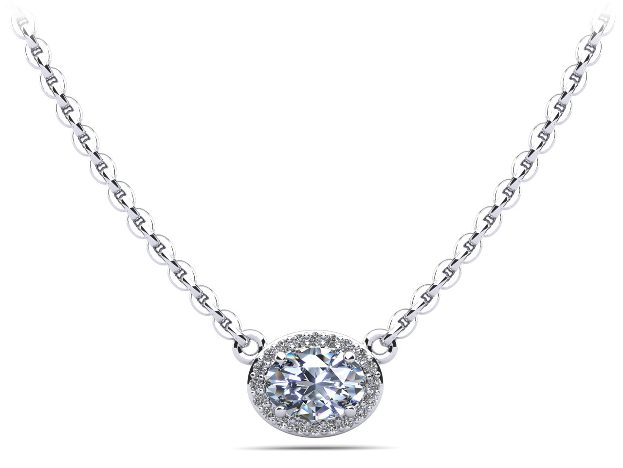 Oval Halo Diamond Pendant Lab-Grown Diamond  with 1.10 ct. (1.00 ct. center diamond)