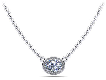 Oval Halo Diamond Pendant Diamond  with 1.10 ct. (1.00 ct. center diamond)