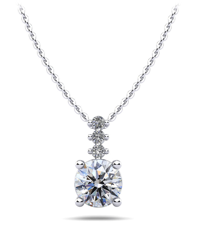 Brilliant Round Drop Diamond Pendant Lab-Grown Diamond  with 1.61 ct.(finished) 2.1mm, 7.4mm