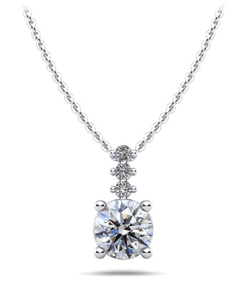 Brilliant Round Drop Diamond Pendant Lab-Grown Diamond  with 1.61 ct.(finished) 2.1mm, 7.4mm