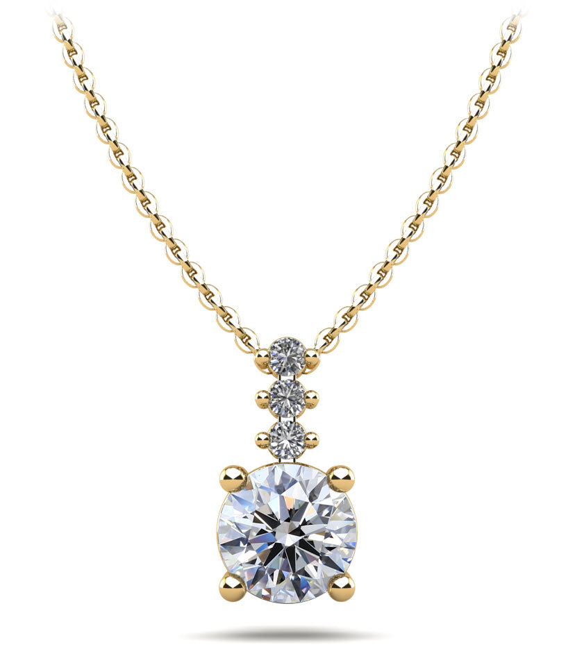 Brilliant Round Drop Diamond Pendant Lab-Grown Diamond  with 1.61 ct.(finished) 2.1mm, 7.4mm