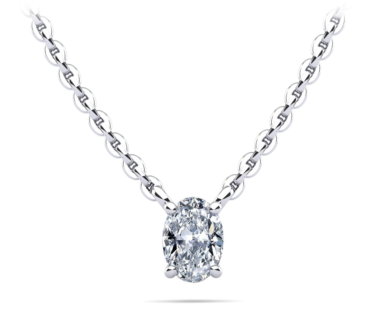 Oval Cut Vertical Diamond Solitaire Pendant Diamond  with 0.33 ct.(finished) 5x3mm