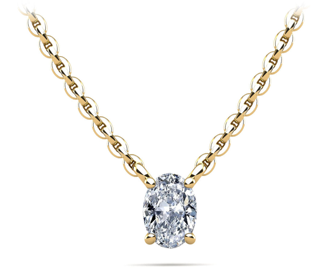 Oval Cut Vertical Diamond Solitaire Pendant Diamond  with 0.60 ct.(finished) 6x4mm