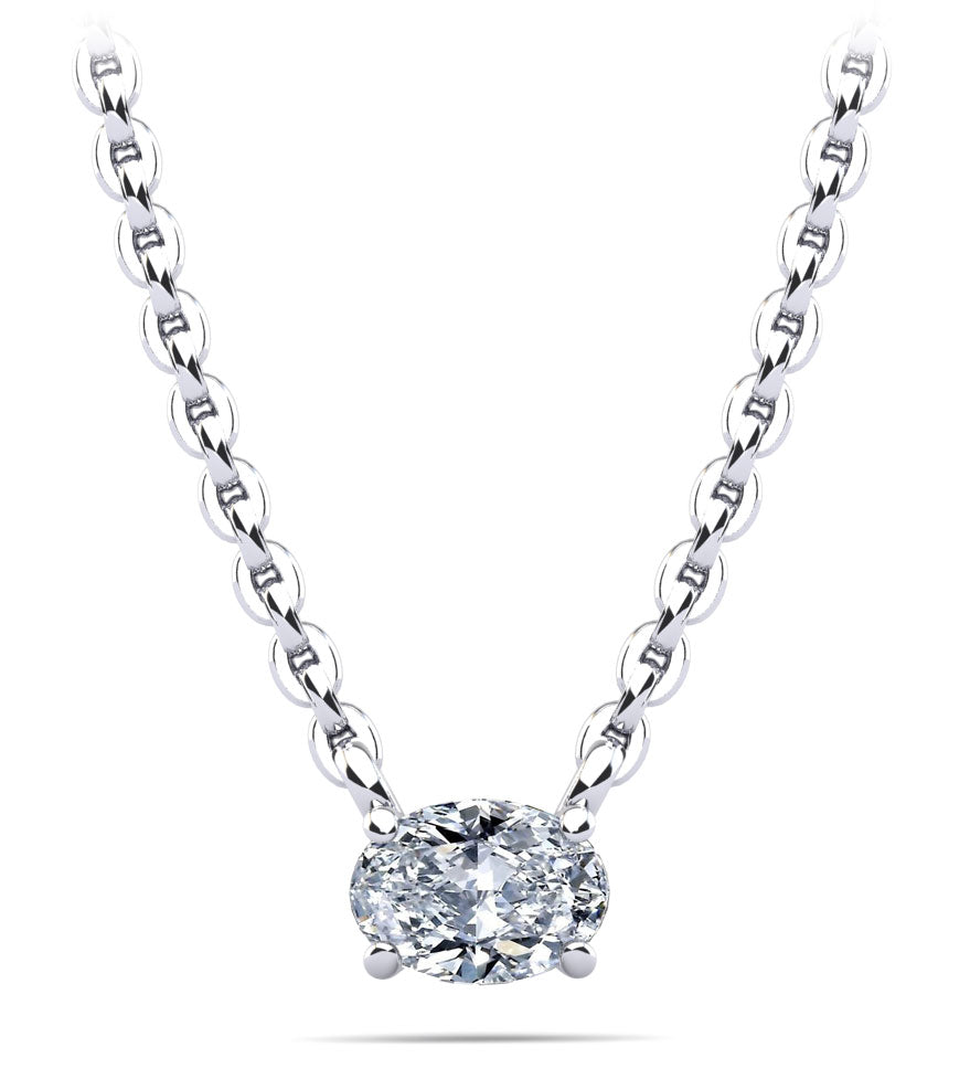 Oval Cut Horizontal Diamond Solitaire Pendant Diamond  with 0.33 ct.(finished) 5x3mm