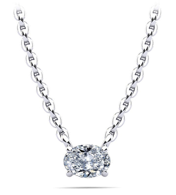 Oval Cut Horizontal Diamond Solitaire Pendant Lab-Grown Diamond  with 1.00 ct.(finished) 7x5mm