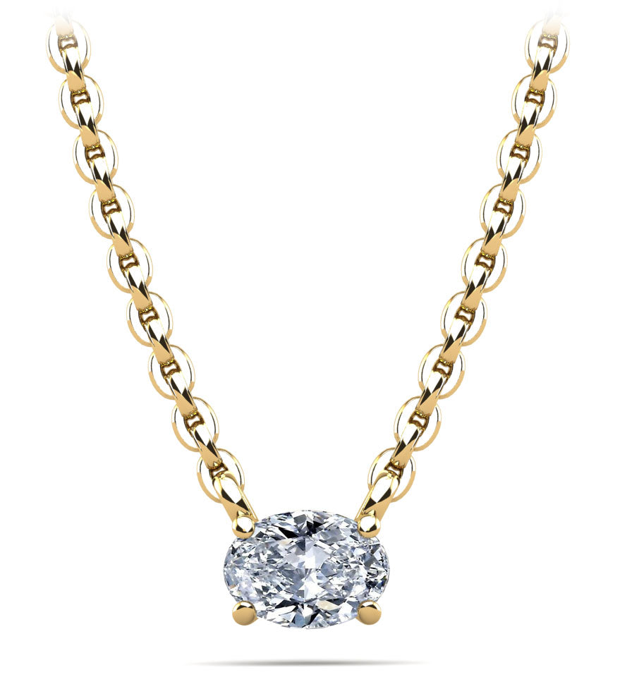 Oval Cut Horizontal Diamond Solitaire Pendant Lab-Grown Diamond  with 2.00 ct.(finished) 9x7mm