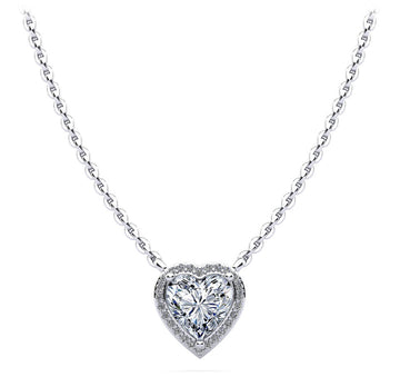 Perfect Heart Halo Diamond Pendant Lab-Grown Diamond  with 1.63 ct. (1.50 ct. center diamond)