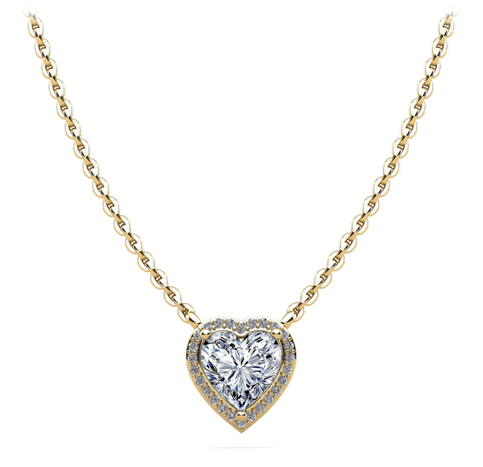 Perfect Heart Halo Diamond Pendant Diamond  with 0.59 ct. (0.50 ct. center diamond)