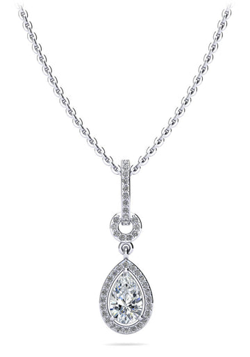 Pear Drop Dangle Diamond Pendant Lab-Grown Diamond  with 0.70 ct.(finished) 7x4.5mm, 1mm