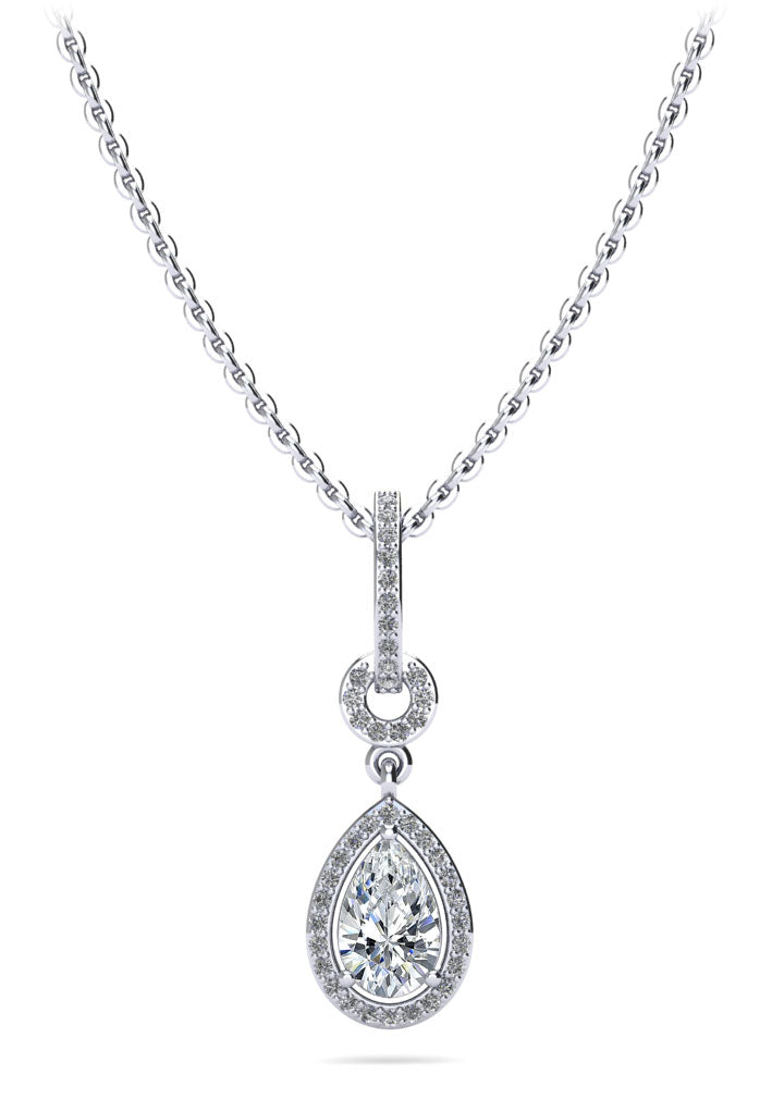 Pear Drop Dangle Diamond Pendant Lab-Grown Diamond  with 0.96 ct.(finished) 8x5mm, 1mm