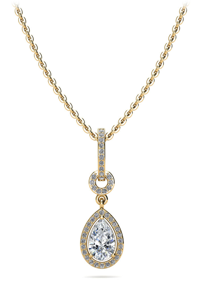 Pear Drop Dangle Diamond Pendant Lab-Grown Diamond  with 1.73 ct.(finished) 10x6.5mm, 1mm