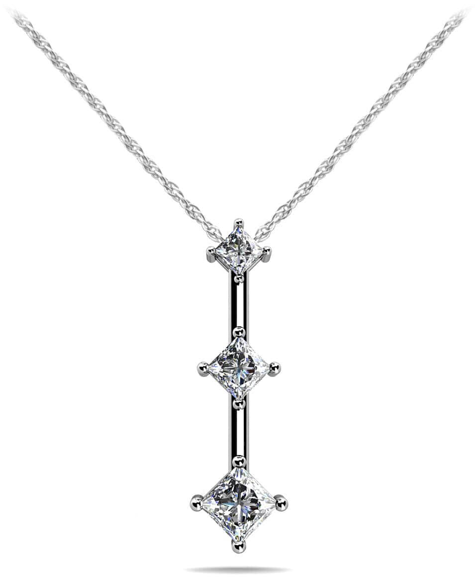 Triple Offset Diamond Pendant Lab-Grown Diamond  with 0.28 ct.(finished) 1.8mm, 2.4mm, 2.8mm