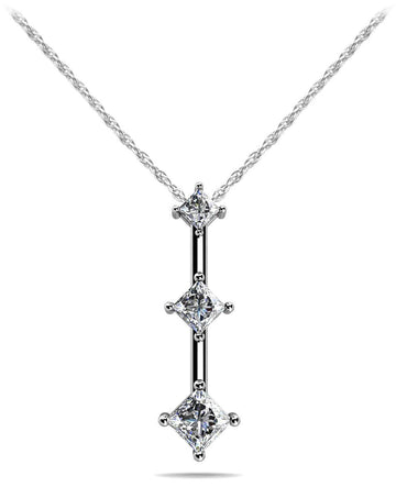 Triple Offset Diamond Pendant Lab-Grown Diamond  with 0.28 ct.(finished) 1.8mm, 2.4mm, 2.8mm