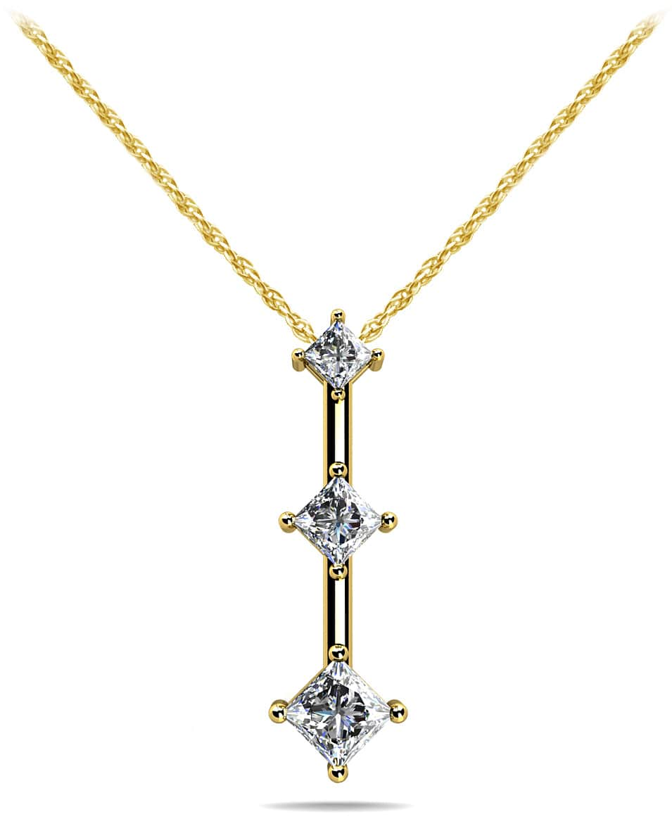 Triple Offset Diamond Pendant Diamond  with 0.38 ct.(finished) 2.3mm, 3.1mm, 3.7mm